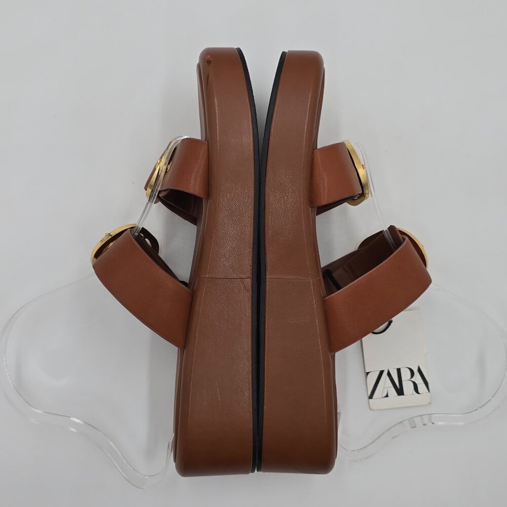 Zara Leather Platform Buckle Sandals - NWT - Picture 9 of 16